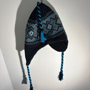 Lids Kids Knit Hat with Ear Flaps - Black and Blue